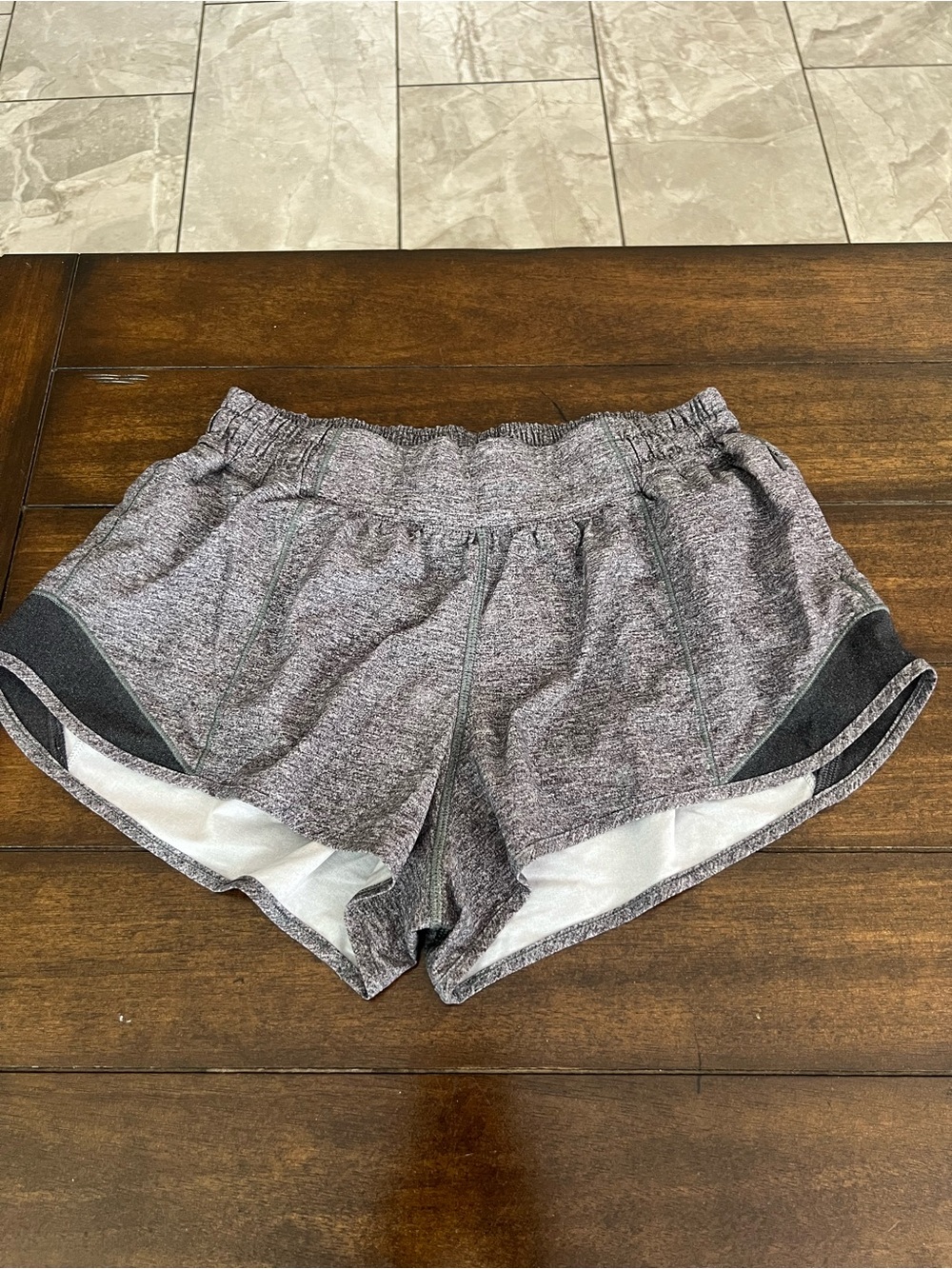 lululemon athletica Heathered Gray Athletic Shorts with Dark Contrast Panels
